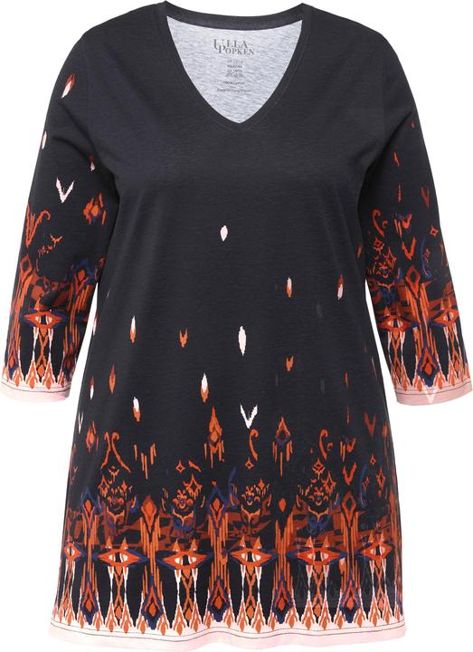 Image du produit Ulla Popken T-shirt long à imprimé, col V et manches 3/4 (58)