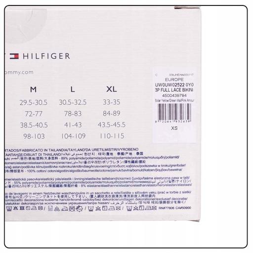 Actual product image Tommy Hilfiger Ladies 3P Full Lace Bikini Style Underwear, Solar Yellow/Green Mal/Pink Amour, S (S)