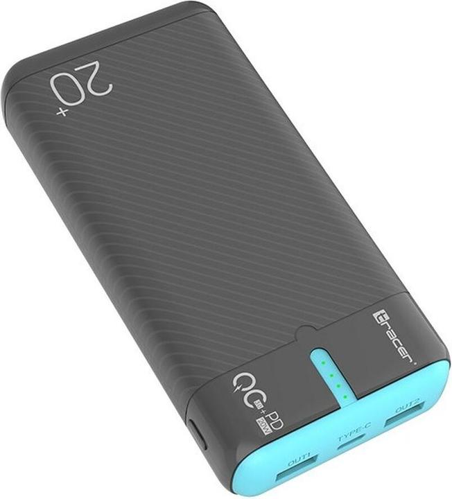 Actual product image Tracer 47517 EnerGen 20000mAh Power Bank gray/blue (20000 mAh, 22.50 W, 74 Wh)