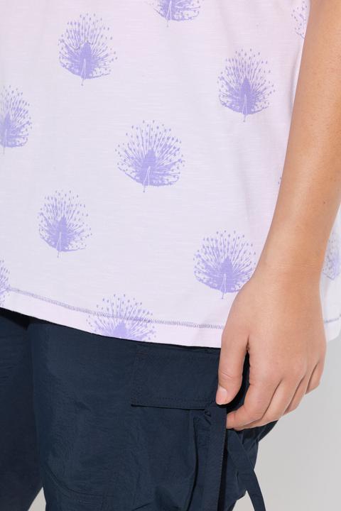 Immagine prodotto Ulla Popken T-shirt dal taglio oversize con pavoni, scollo a V e mezze maniche (46, 48)
