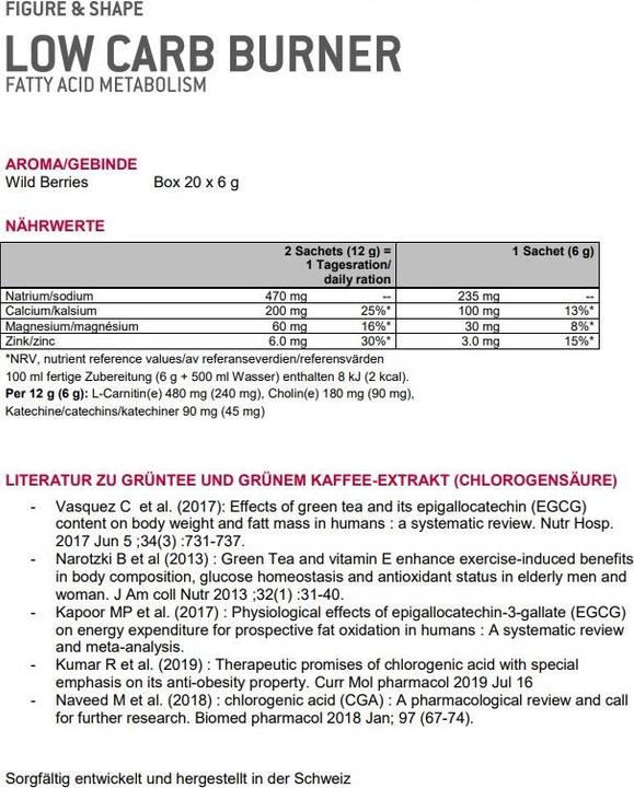 Nutritional values and ingredients Sponser Low carb burner (Wild berry, 1 pcs., 120 g)