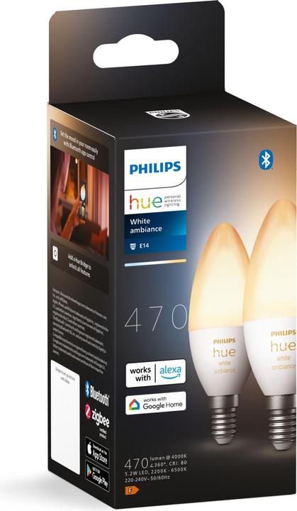 Immagine prodotto Philips Hue White Ambiance BT (E14, 470 lm, 2x)