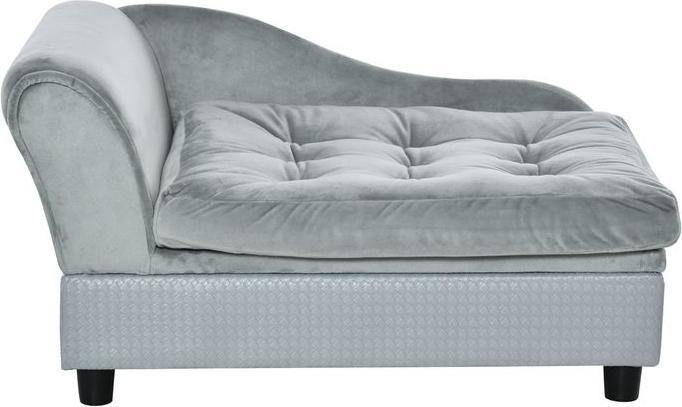 Produktbild Swisshandel24 Hundesofa Plüsch Hundebett Haustiersofa mit Matte und Lagerraum, Naturholz, Hellblau, 76 x 45 x 41,5 (Katze, Hund)