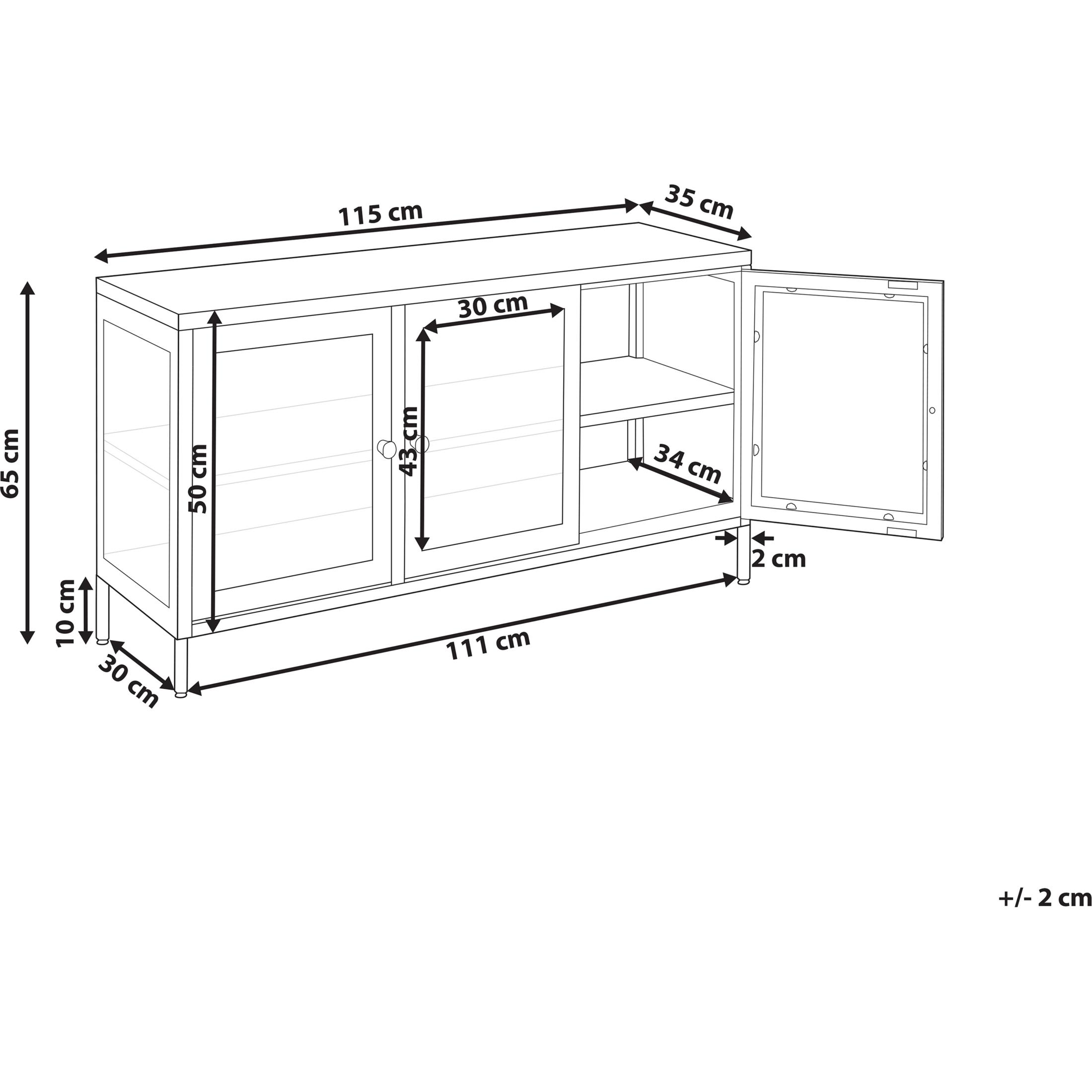 Thumbnail - Beliani, Vitrine + Buffetschrank, Newport (115 x 65 x 35 cm)