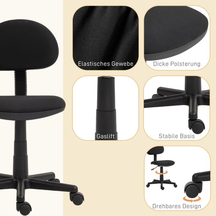 Produktbild Homcom Bürostuhl Polyester, Schaumstoff Schwarz