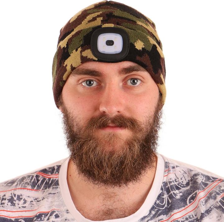 Produktbild Sixtol Cap mit Stirnlampe 180lm, wiederaufladbar, USB, Universalgrösse, Baumwolle/PE, Camouflage (180 lm)