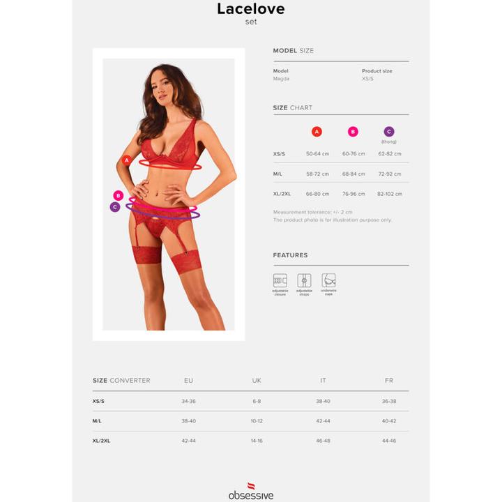 Produktbild Obsessive Lacelove Dreiteiliges Set Rot M/L (M, L)