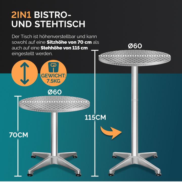 Image du produit Casaria 2x tables hautes pliantes (60 x 60 x 70 cm)