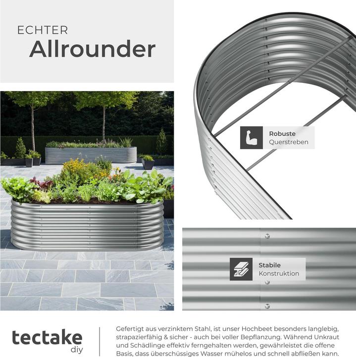 Image du produit tectake Jardinière surélevée Flormma, 942l, galvanisé, 200x100x60cm