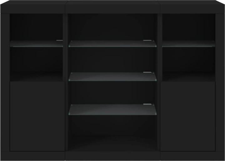 Immagine prodotto vidaXL Credenze con luci LED 3 pezzi nero (142,5 x 37 x 100 cm)