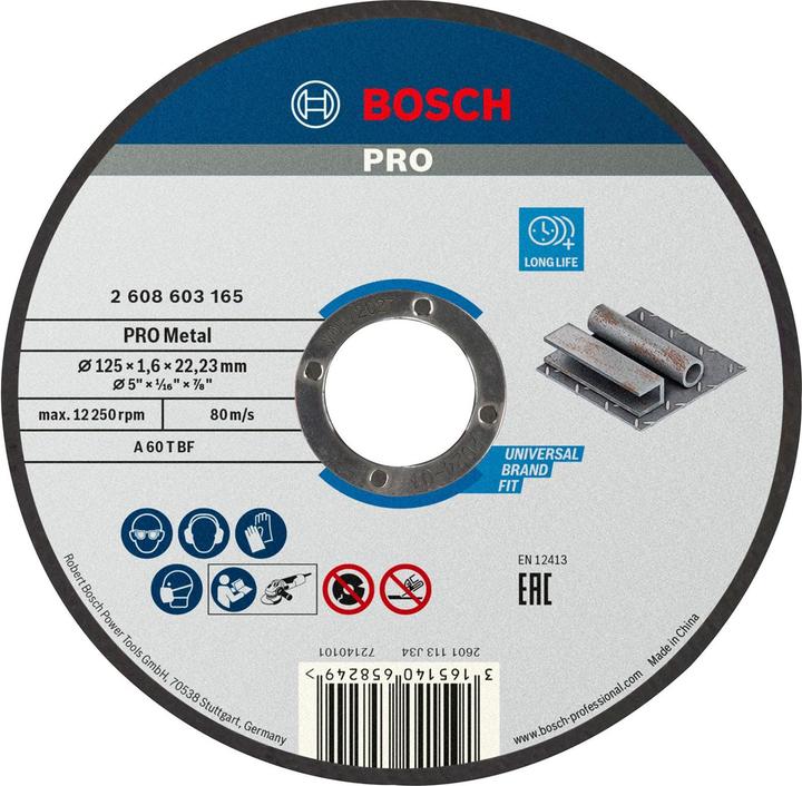 Immagine prodotto Bosch Professional Zubehör PRO Disco da taglio per metallo, 125 x 1,6 x 22,23 mm