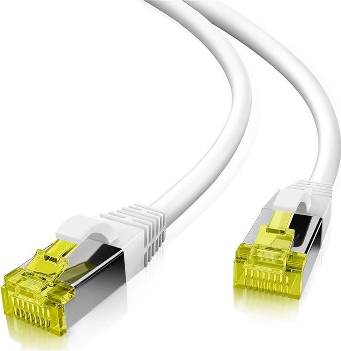 Actual product image Helos GRS certified Cat 6a patch cable with Cat 7 raw cable TPE white 0.15m (S/FTP, CAT7, 0.15 m)