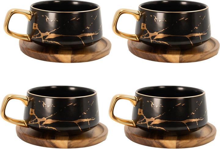 Image du produit Intirilife Tasse à thé avec soucoupe en bois (200 ml, 4 x)