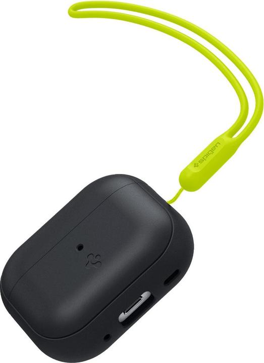 Actual product image Spigen SILICONE FIT STRAP Apple AIRPODS PRO 1 / 2 BLACK/PHANTOM GREEN (Headphone sleeve)