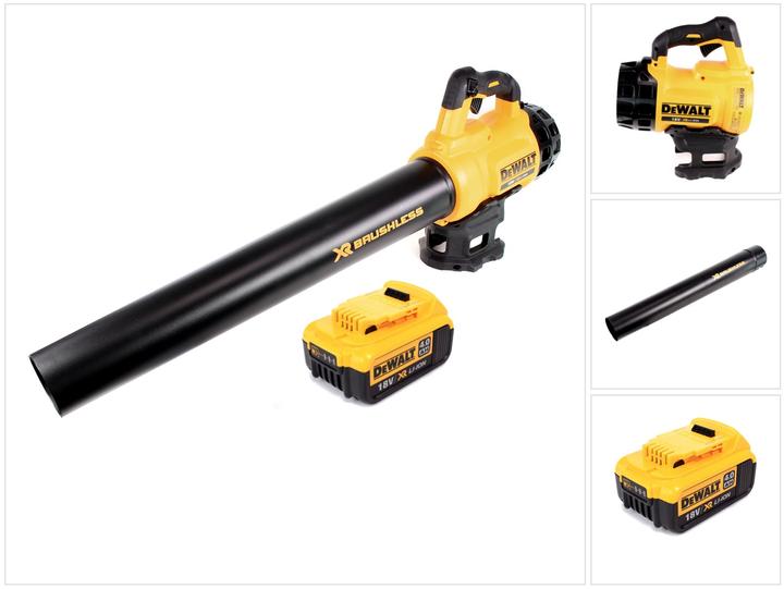 Actual product image DeWalt DCM 562 18V Li-Ion Cordless Blower + 1 x Battery DCB 182 18V 4,0 Ah - without charger (Rechargeable battery operated, Leaf blower)
