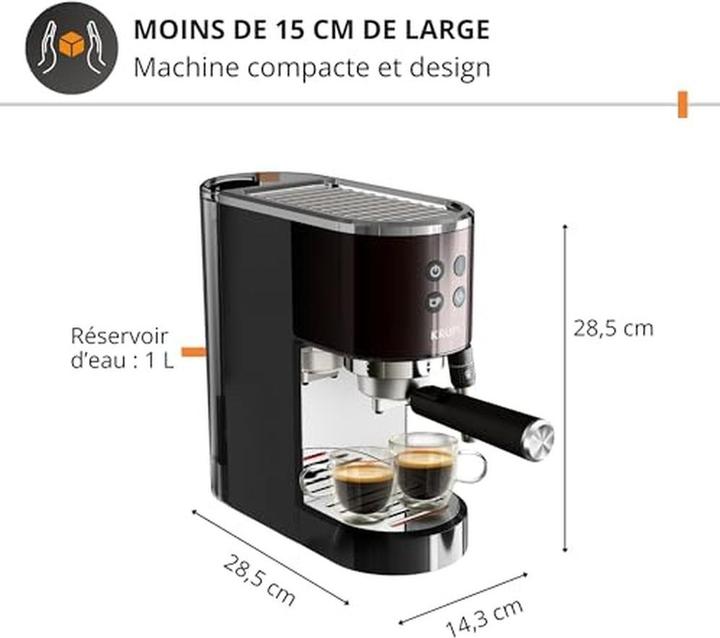 Krups EspressoVirtuoso+ XP444G Machine à espresso avec porte-filtre Noir avec lait