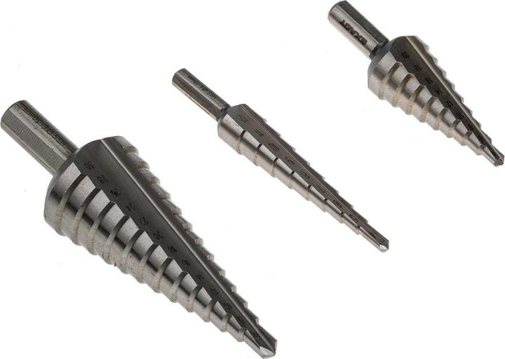 Actual product image Exact HSS step drill bit set 3 pieces 6 (4 - 12, 4 - 20, 6 - 30)