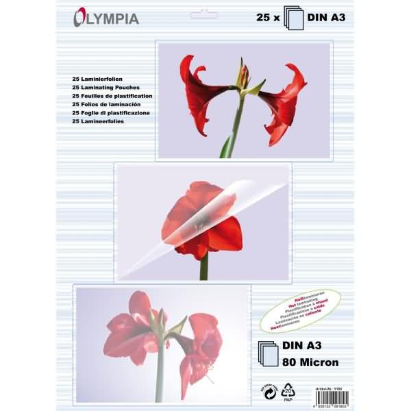 Image du produit Olympia 1x25 feuilles de laminage DIN A3 80 microns (A3, 25 pièce(s), 80 µm)