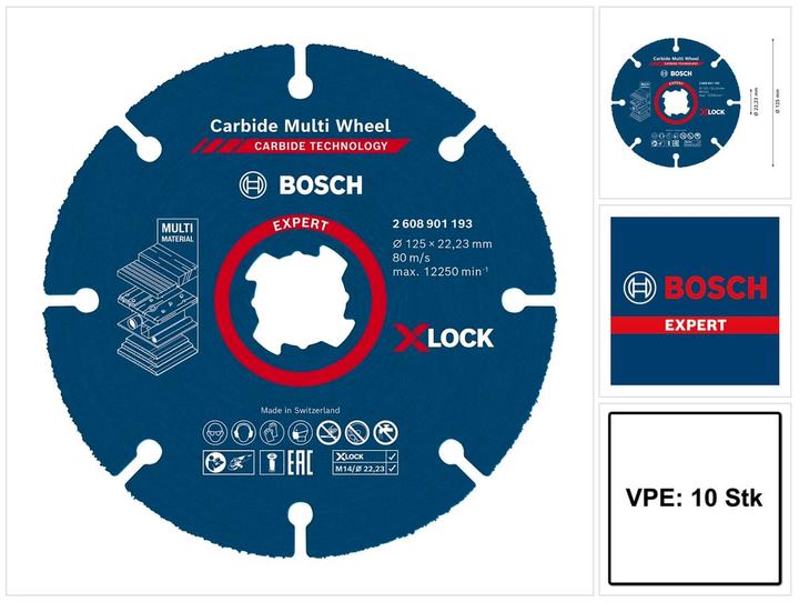 Immagine prodotto Bosch Professional Zubehör Dischi da taglio EXPERT Carbide Multi Wheel X-LOCK, 125 mm, 22,23 mm, 10 pezzi.