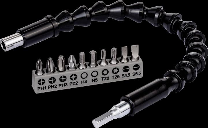 Bosch Professional Zubehör 11 Stk. flexible Verlängerung aus Kunststoff SDB (Innensechsrund TX M25, Sechskant (hexagonal) M4, Sechskant (hexagonal) M5, Kreuz Phillips PH M1, Kreuz Phillips PH M2, Kreuz Phillips PH M3, Kreuz Pozidriv PZ M2, Innensechsrund TX M20)