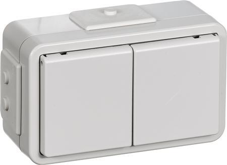 Actual product image LK Opus® 73 stikkontaktDobbelt, vandret2 polet med jordlysegrå