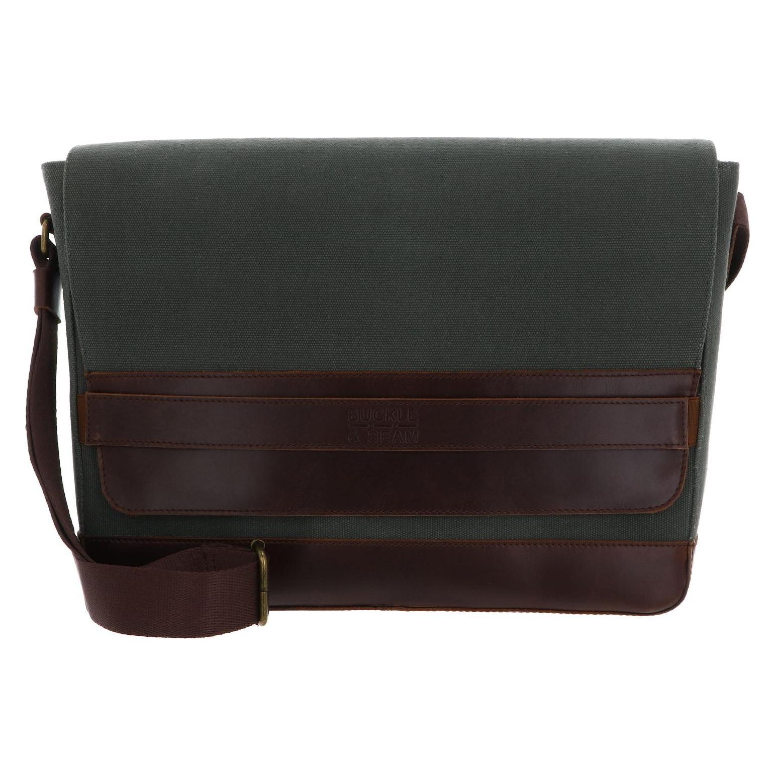 Buckle & Seam, Koffer, Canvas Messenger Bag Times Braun/Blau, Blau, Braun