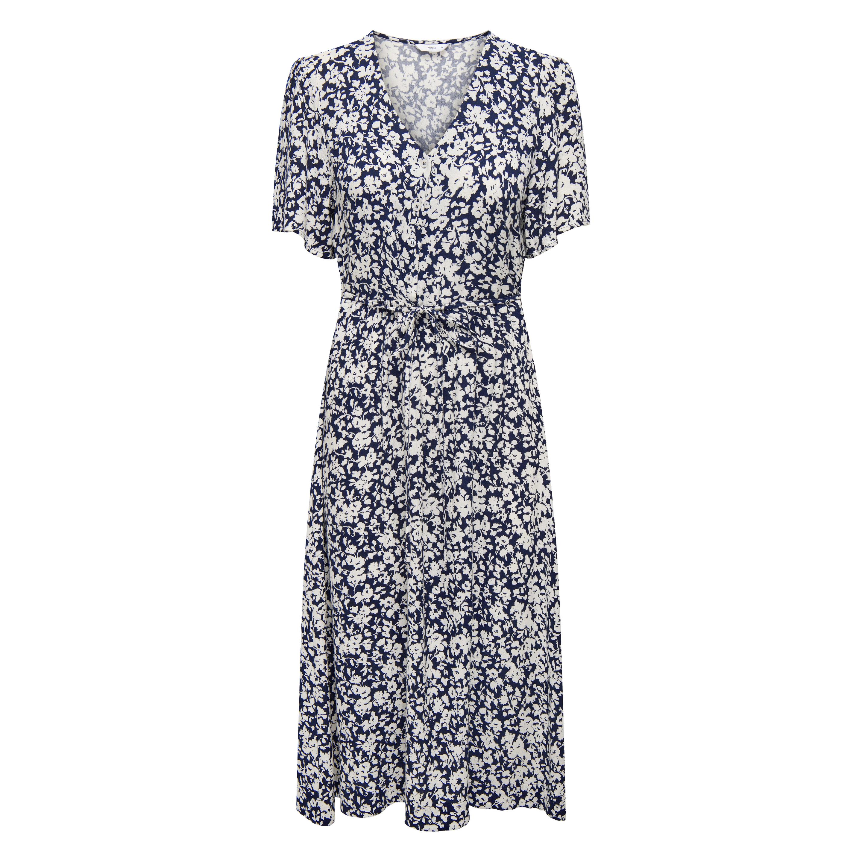 Only, Damen, Kleider, Normal Geschnitten V-Ausschnitt Midikleid Kleid, Blau, (Xs)