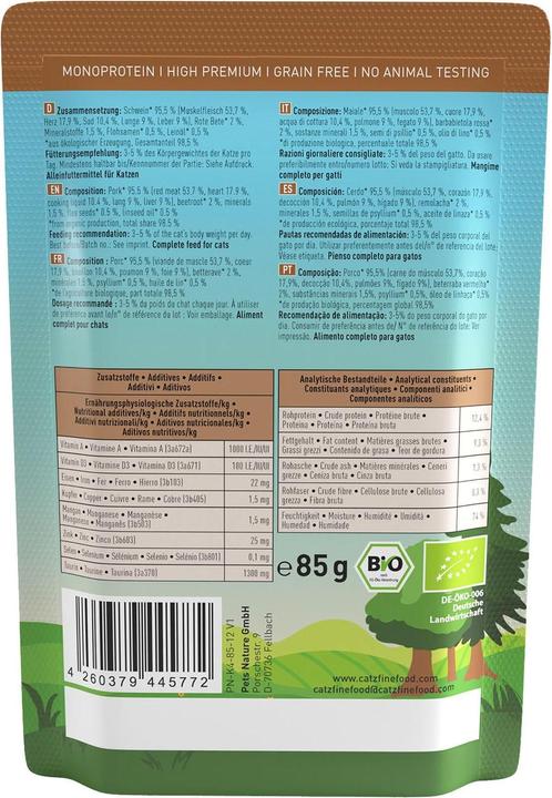 Immagine prodotto Catz Finefood Maiale biologico No.509 (Adulto, 1 pz., 90 g)