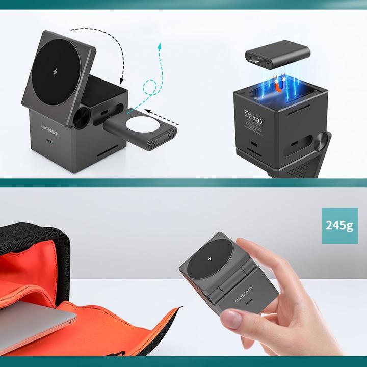 Immagine prodotto Choetech T632-F Caricabatterie induttivo 3-in-1 da 15W (nero) (15 W)