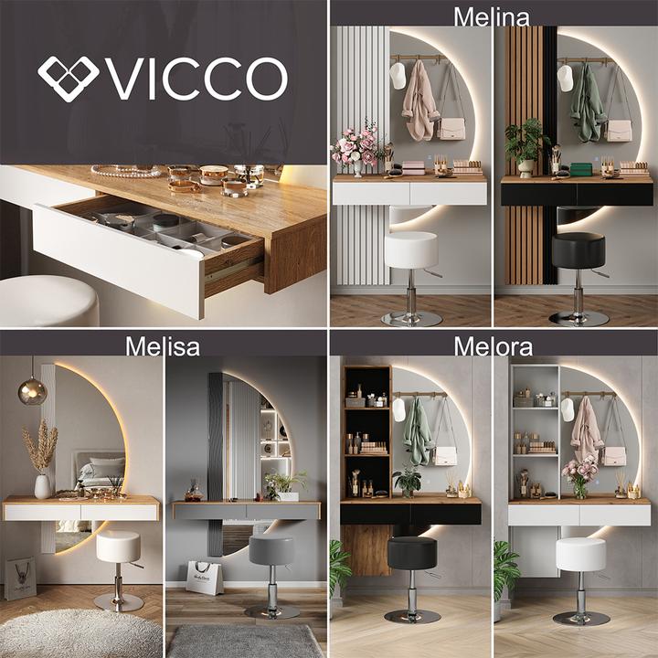 Actual product image Vichy Vanity table Melina, White, 100 cm with LED mirror