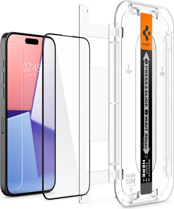 Produktbild Spigen GEHÄRTETES GLAS GLAS.TR „EZ FIT“ FC IPHONE 15 PRO SCHWARZ (1 Stück, Apple iPhone 15 Pro)
