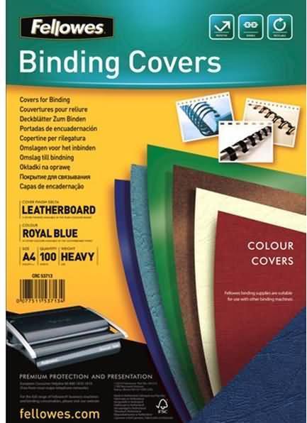 Fellowes Foglio di copertura Delta con struttura in pelle, blu