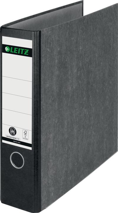 Produktbild Leitz Wolkenmarmor-Ordner, 180 Grad, DIN A4, 80 mm, schwarz Einband aus Pappe, aussen mit Wolkenmarmo (A4, 80 mm, 1 Stück)