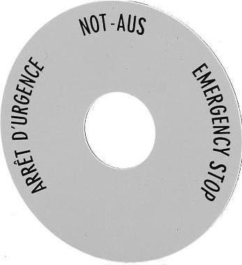 Actual product image Eaton Designation plate round (Ø) 60 mm EMERGENCY STOP Yellow SRT1 1 pc.