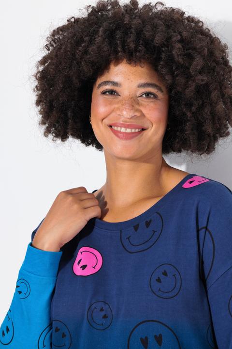 Actual product image Angel of Style Oversized Long-Sleeve Color Gradient Smiley Print Sweatshirt (46)