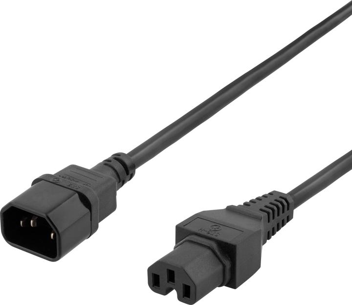 Actual product image Deltaco Power IEC 60320 C15 C14 Sort 2m Forlaengerkabel til (2 m)