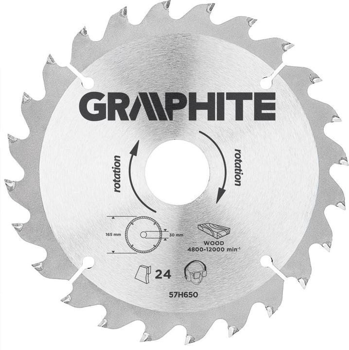 Produktbild Graphite Graphit-Sägeblatt, Breite 165 x 30 mm, 24 Zähne – 57H650