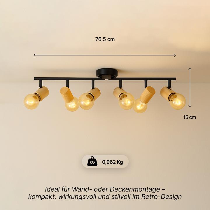 Produktbild Brilliant Kerry Spotrohr 6-flammig schwarz/holz Metall/Bambus 6x A60, E27, 40 (E27)