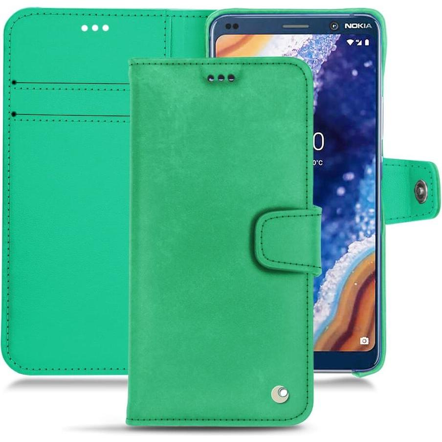 Noreve Lederschutzhülle Wallet (Nokia 9 PureView), Smartphone Hülle, Grün
