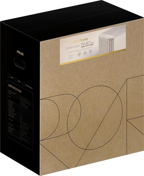 Produktbild ASUS ProArt PA401 Wood Edition Beige - Metal Panel (ATX, mATX, Mini-ITX)