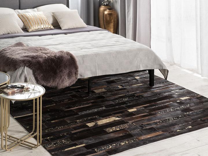 Productafbeelding Beliani Tapijt koeienhuid bruin-goud 140 x 200 cm Patchwork ARTVIN (140 x 200 cm)