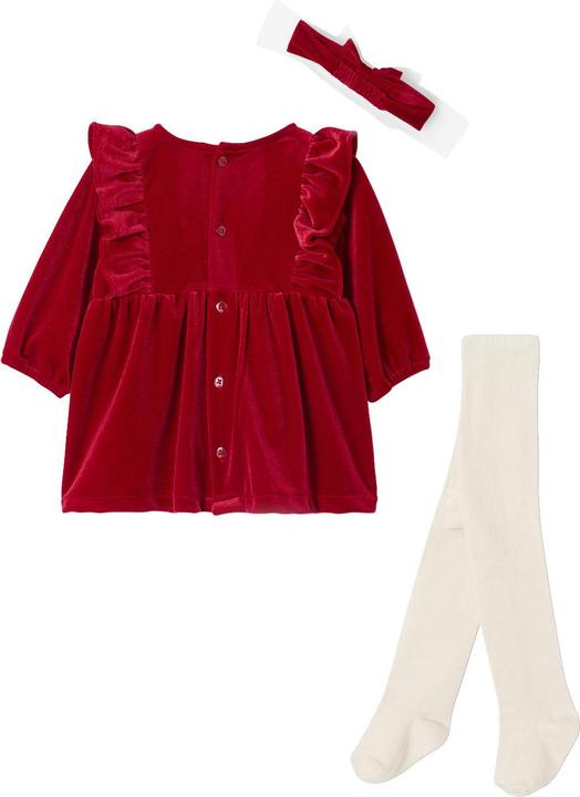 Produktbild Vertbaudet Baby-Set: Samt-Kleid, Haarband und Strumpfhose für Weihnachten, Mädchen (56)