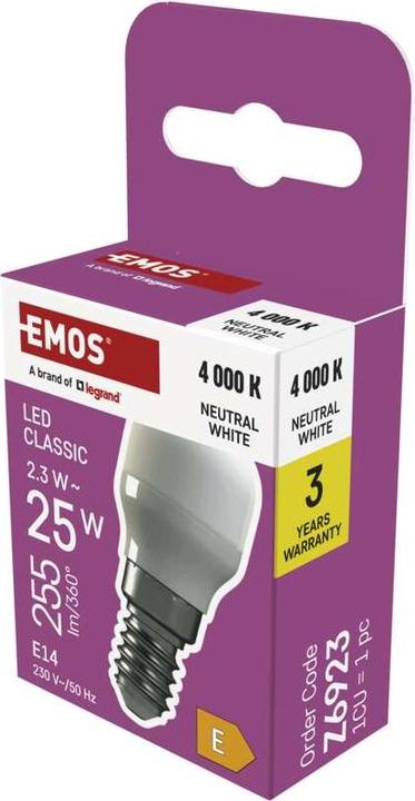 Image du produit Emos LED Kühlschranklampe ST26 / E14 / 2,3 W (25 W) / 255 lm / Neutralweiss (E14, 255 lm, 1 x)