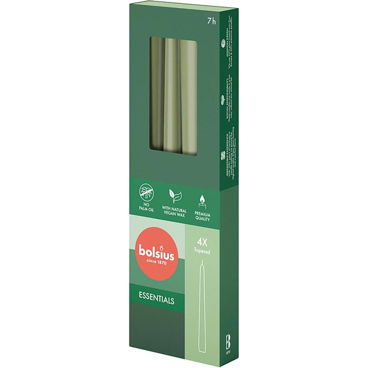 8x Bolsius, Kerzen, Spitzkerze 24,5x2,4 olive 4St (4 Stk.)