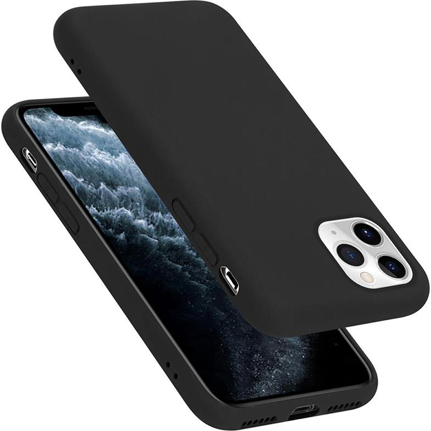 Cadorabo TPU Liquid Silicone Case Cover (Apple iPhone 11 Pro), Smartphone Hülle, Schwarz