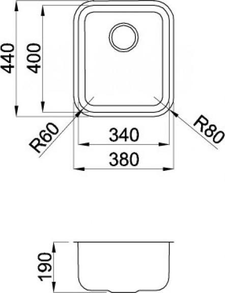 Immagine prodotto Elleci Space 340 R15 Lavello sottopiano Rettangolare Acciaio inossidabile (Lavello sottopiano, 44 cm, 38 cm)