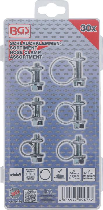 Actual product image BGS Hose Clamp Assortment Ø 6 - 16 mm 30 pcs. (Hose clamp, 6 mm)