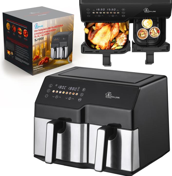 Actual product image Extralink Home Hot air fryer SJ-1000 10L EU | Hot air fryer | (6L+4L) 2500W