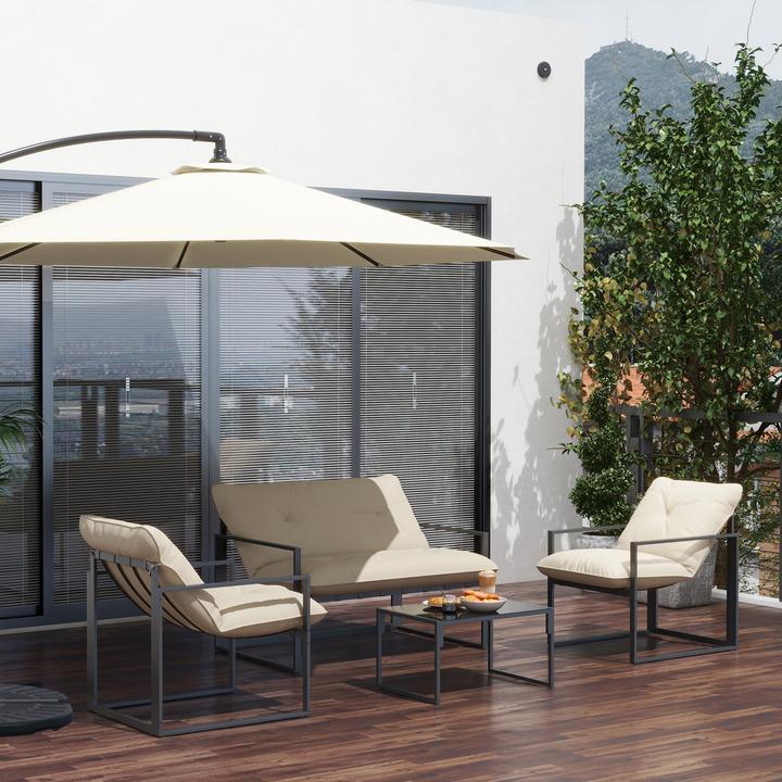 Produktbild Outsunny Gartenmöbel-Set Stahl, Polyester Grau+Beige