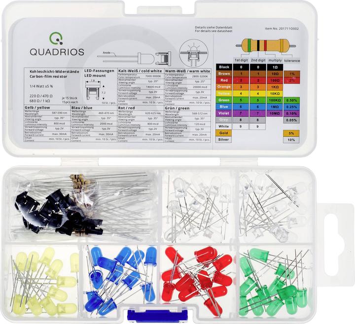 Produktbild Quadrios LED-Sortiment Rot, Grün, Gelb, Blau, Kaltweiss, Warmweiss 20 m